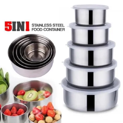 Multifunctional Stainless Steel Food Container Box (5 Pcs) 